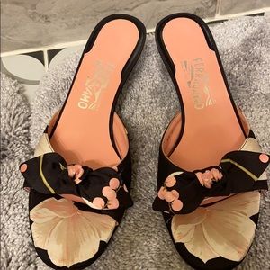 Ferragamo Satin cherry Blossom slide sandal